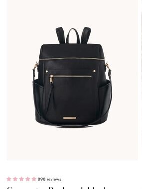 Poppy and Peonies Black Leather Convertible Backpack Purse - Sleek Everyday Bag
